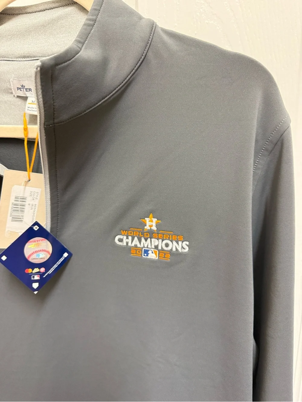 NWT Peter Millar 2022 World Series Champion Houston Astros Quarter Zip Pullover